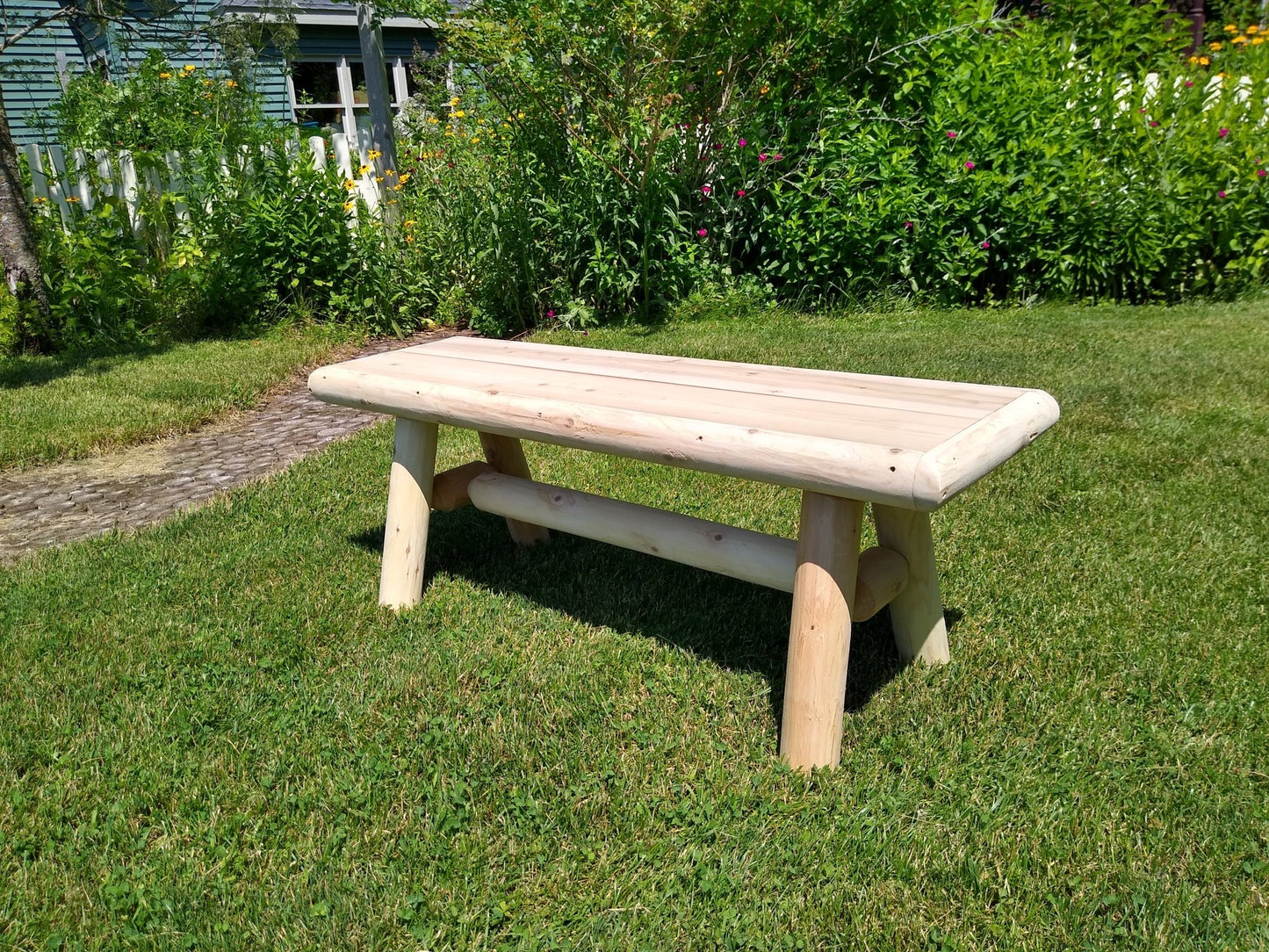 4' Outdoor Wooden Bench – Durable, Rustic Garden Seating - Cedar Creek Rustic Furniture