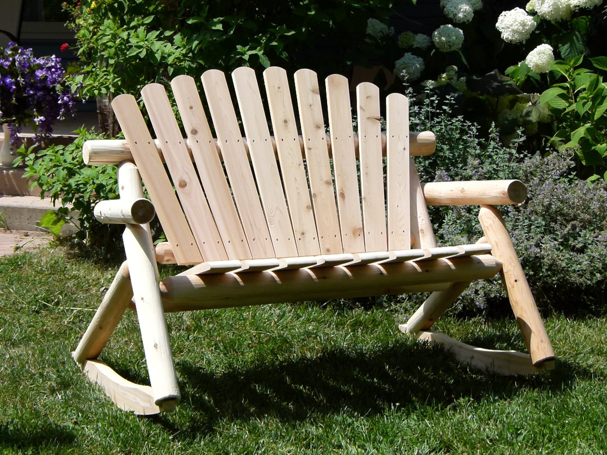 Handmade Wooden Outdoor Bench - Cedar & Log Custom Design - Cedar Creek Rustic Furniture