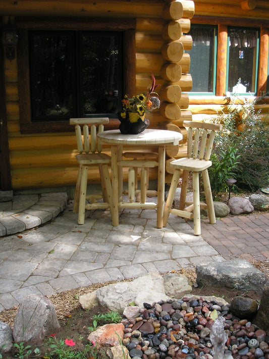 Outdoor Wooden Pub Table and Stools | Rustic Patio Pub Furniture - Cedar Creek Rustic Furniture