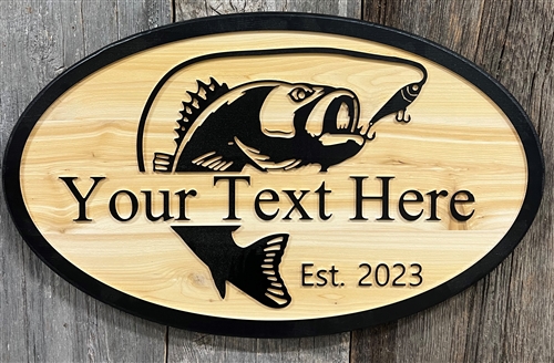 Fish and Hook Wood Sign